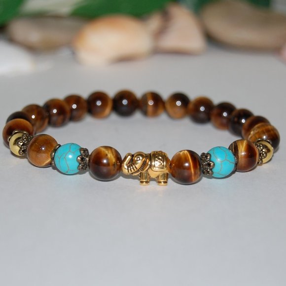 Tiger Eye Bracelet,Elephant Bracelet,Tiger Eye Elephant Bracelet,Men,Wom… - Picture 1 of 3